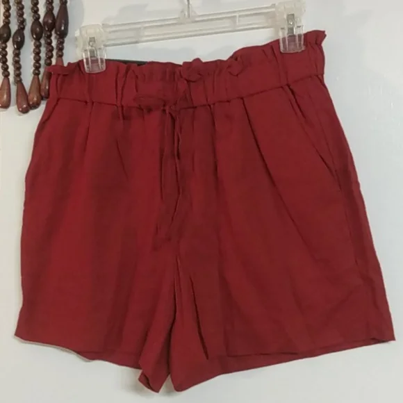 Banana Republic Terracotta Red Linen Blend Shorts Bag Waist - Picture 1 of 11